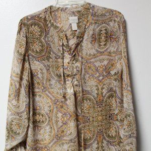 Chico's Paisley print polyester Long sleeve tunic size 1